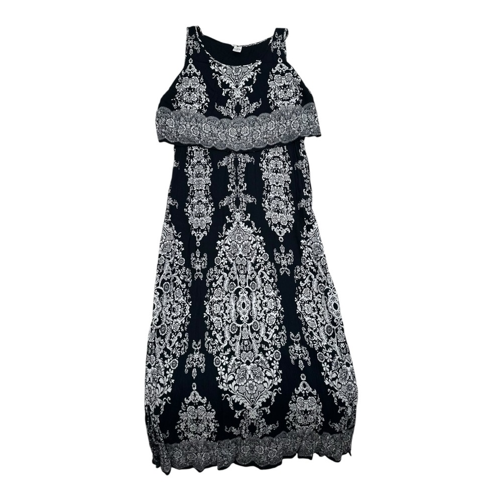 Bila Black and White Sleeveless Maxi Dress - Size XL